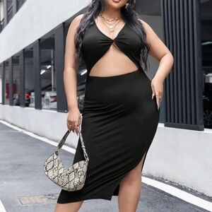 3/$10 cut out side slit dress